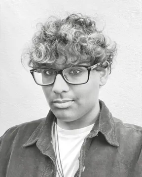 Black-and-white portrait